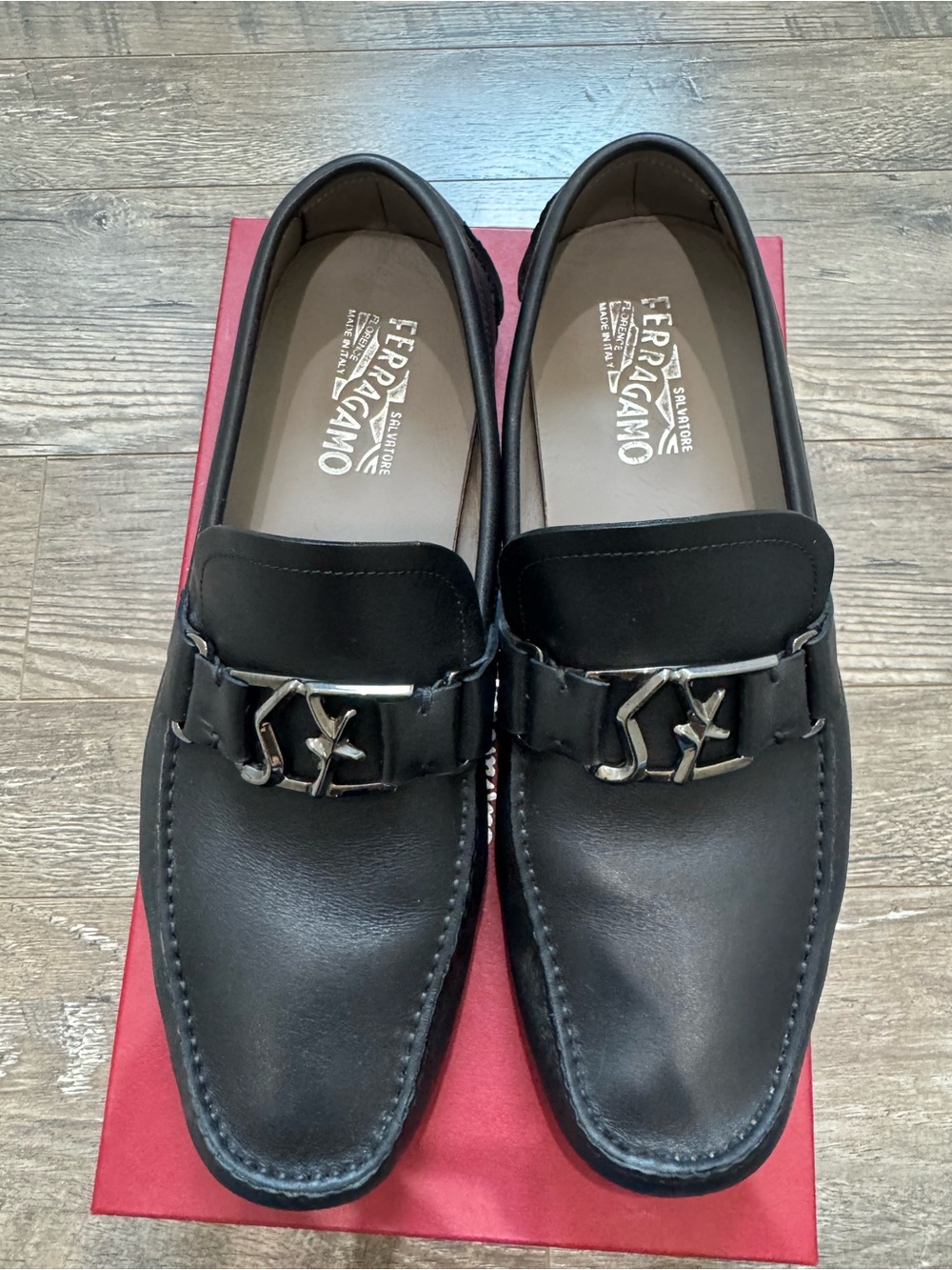 Salvatore Ferragamo Peter Gancini Loafers Men 11.5 D Black Calf Leather Italy